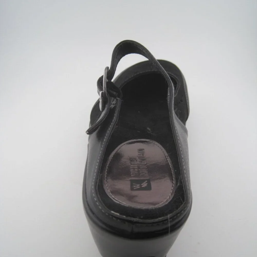 Women's White Mountain Gilding Black Peep-Toe Leather Clog size 7.5 Mary Jane - Picture 3 of 10